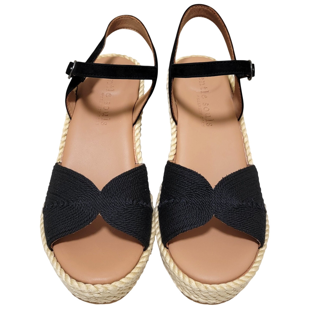 Gentle Souls Nola Ankle Strap Espadrille Platform Sandals Size US 8.5M Black - Picture 3 of 5